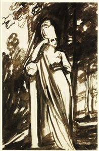 Staande vrouw bij een stele door George Romney