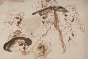 Studies voor het hoofd van een dame (studies van een vrouwenhoofd) door George Romney