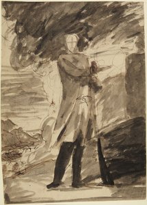 Studie voor een portret ten voeten uit van een man met een pistool in zijn hand