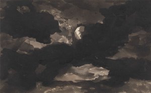 Studie van een bewolkte maanverlichte hemel door George Romney