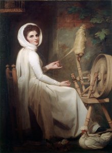 De Spinster Lady Emma Hamilton aan het Spinnewiel
