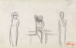 Drie studies van een jong meisje door George Romney