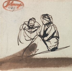 Twee zittende figuren door George Romney