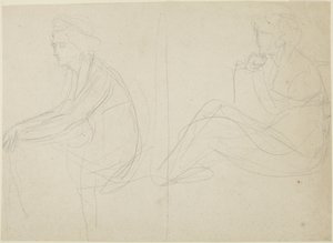 Twee studies van een zittende vrouw door George Romney