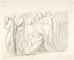 Huilende vrouwen en kinderen: studie voor *De beschuldiging van Susanna*; Verso: figuurstudies door George Romney