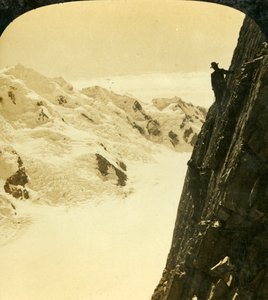 Een gevaarlijke beklimming, Mount Malte Brun, Nieuw-Zeeland, ca. 1909