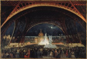 Nachtfeest op de Wereldtentoonstelling van 1889, onder de Eiffeltoren, ca. 1889