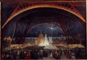 Nachtfeest op de Wereldtentoonstelling van 1889 onder de Eiffeltoren door George Roux