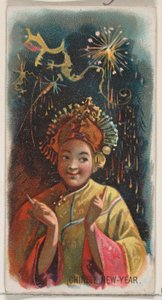 Chinees Nieuwjaar, uit de Holidays-serie N80 voor Duke sigaretten, 1890 door George S. Harris and Sons