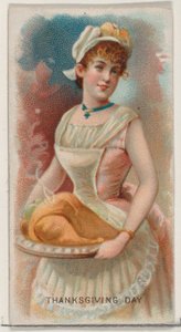 Thanksgiving Day, Verenigde Staten, uit de Holidays-serie N80 voor Duke merk sigaretten, 1890