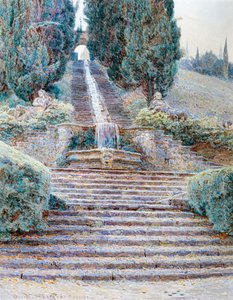De waterval bij Villa Cicogna, Italië door George Samuel Elgood