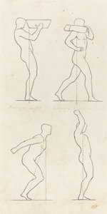 Een Gewicht Dragen; Voorbereiden om te Springen, en Landen door George Scharf after John Flaxman