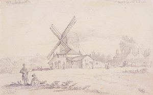 Uitzicht op molen met een windmolen op Blackheath, Greenwich, Londen, 1833
