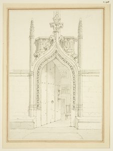 Deur van de sacristie van St Mary Redcliffe, ca. 1812 door George Shepherd