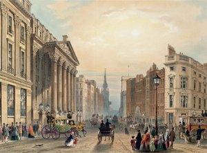 Mansion House kijkend naar Cheapside, gegraveerd door Thomas Picken, uitgegeven door Ackermann 1851 door George Shepherd