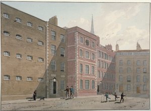 Uitzicht op de binnenplaats van Bridewell, City of London door George Shepherd