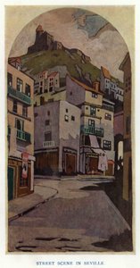 De Duenna door Sheridan: Straatscène in Sevilla door George Sheringham