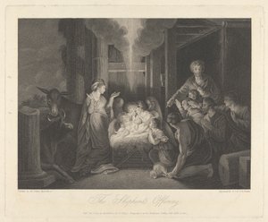 Westelijk Venster van de Kapel, New College Oxford: Het Herderaanbod, Geboortetafereel