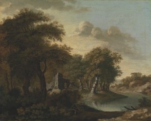 Een Uitzicht bij Arundel, Sussex, met Ruïnes bij Water