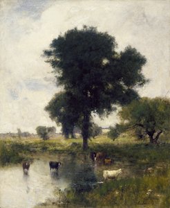 Vee in de Poel (Een Zomerlandschap) door George Snr. Inness