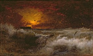 Zonsondergang boven de zee, 1887