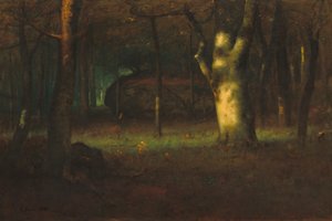 Zonsondergang in het bos, 1891