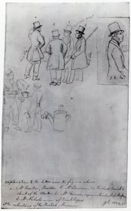 Bouwers en landmeters bij de herbouw van het British Museum, 1844