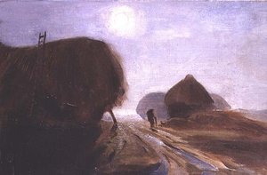 Hooibergen in het Maanlicht