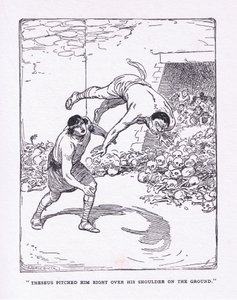 De zee gooide hem recht over zijn schouder op de grond, uit The Heroes gepubliceerd door George Allen en Unwin 1929
