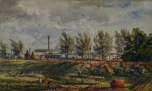 Het snijden van de Great Northern Rail bij Kings Cross, een schets uit de natuur door George Stewart