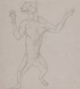 Een vergelijkende anatomische uiteenzetting van de structuur van het menselijk lichaam met dat van een tijger en een hoender:  Tijgerlichaam, staand in menselijke houding door George Stubbs