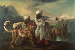 Cheetah en Hert met twee Indianen, c.1765