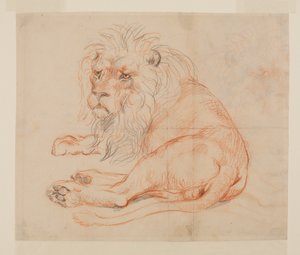 Rustende leeuw, recto, 18e of 19e eeuw door George Stubbs