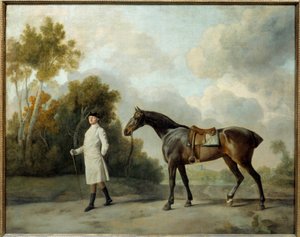 Portret van Assheton, Eerste Burggraaf Curzon en zijn merrie Maria Schilderij door George Stubbs (1724-1806) Zon. 1x1,28 m door George Stubbs