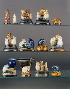 Een selectie van dierfiguren gemodelleerd door George Tinworth