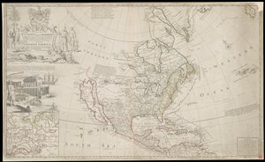 Kaart van Noord-Amerika, ca. 1720 door George Vertue