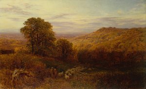 Zonlicht dat blijft hangen op de herfstbossen door George Vicat Cole