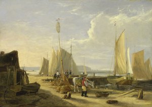 Een Havenscène op het Eiland Wight, kijkend naar de Needles