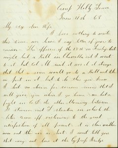 Brief van George Wyckoff, Kamp Holly, Tennessee, aan Josephine, 11 juni 1863