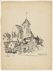 Kerk in Montigny-Sur-Loing, Frankrijk, Reisschets door George Washington Maher