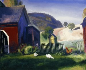 Boerenerf en kippen, 1924 door George Wesley Bellows