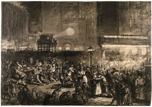 Verkiezingsnacht op Times Square door George Wesley Bellows