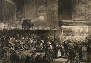 Verkiezingsnacht Times Square door George Wesley Bellows
