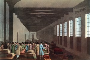 Cloth Hall, New Street, Londen, gegraveerd door Robert Havell, uitgegeven door Robinson & Son, Leeds, 1814