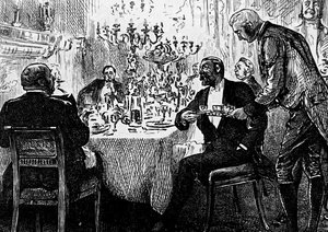 Een familie uit de hogere klasse aan tafel