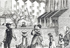 Cartoon over de snelle stedelijke uitbreiding en Jerry-building