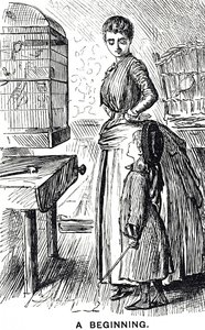 Cartoon die commentaar geeft op de populariteit van kooivogels in Groot-Brittannië door George du Maurier