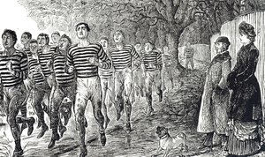 Cartoon van een gezondheids- en fitnesssessie door George du Maurier