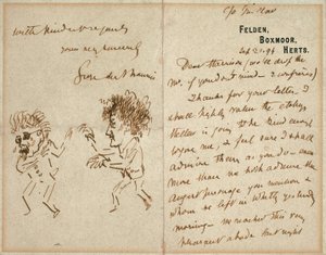 Brief met tekening van Whistler die Du Maurier bedreigt