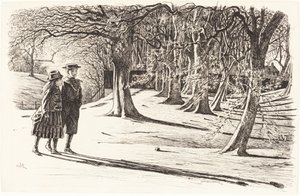 Twee kinderen in de sneeuw door George du Maurier
